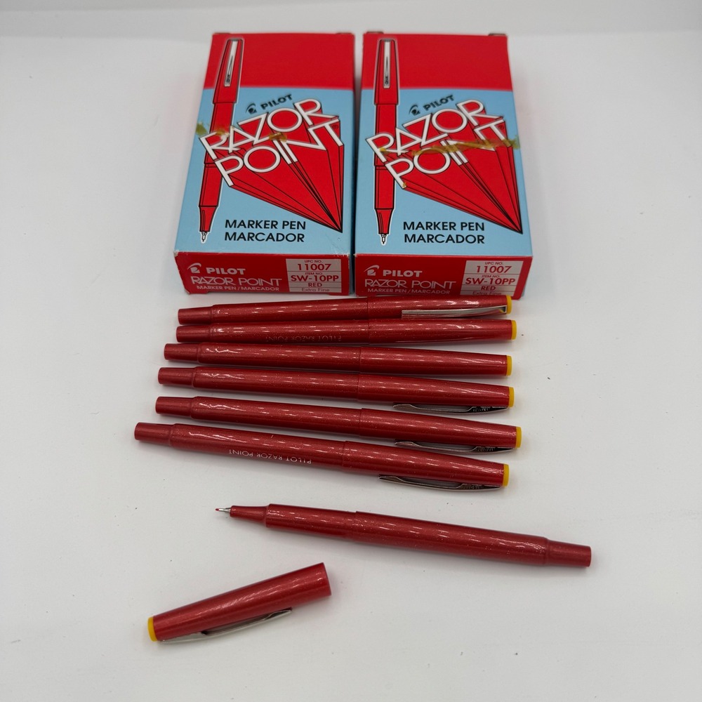 Pilot Razor Point Extra Fine Marker Pen Red Ink SW-10PP Made in Japan Lot 30 pen